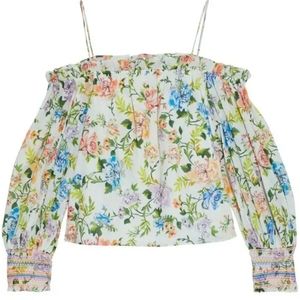 Alice + Olivia Tereza Cold shoulder floral print blouse